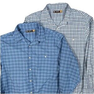 Lot of 2 CREMIEUX Mens Long Sleeve‎ Button Up Shirt XL Performance Blue Plaid